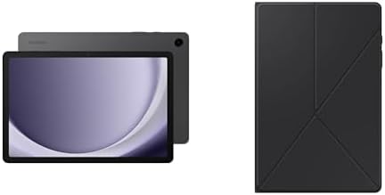 SAMSUNG Galaxy Tab A9+ 10.9' + Galaxy Tab A9+ Book Cover (Black) 128GB Android Tablet, Big Screen, Quad Speakers, Upgraded Chipset, Multi Window Display, Slim, Durable, US Version, 2023, Graphite