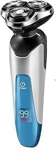 Electric Shavers for Men, Dry Wet Waterproof Mens Rotary Facial Shaver, Face Shaver Cordless Travel USB Rechargeable with Beard Trimmer LED Display for Shaving Husband Dad
