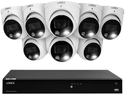 Lorex N4K3SD-168WD-2 Lorex Fusion 4K 16-Channel 3TB Wired NVR System with 8 E893DD Smart Deterrence Dome Security Cameras