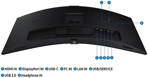 SAMSUNG 34' ViewFinity S65VC Series Ultrawide QHD Curved Monitor, Built-in FHD Camera, HDR10, 100Hz, 350 nit, USB- C, Adjustable Stand, Intelligent Eye Care, LS34C654VANXGO, Black