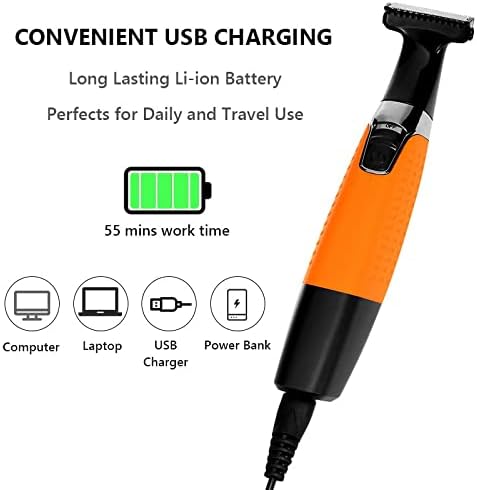 Electric Razors for Men, Electric Shaver for Men Rechargeable Beard Trimer Waterproof Razor Professional Hair Shaving Machine Grooming Women Shaver Blade (Color : Orange with Box)