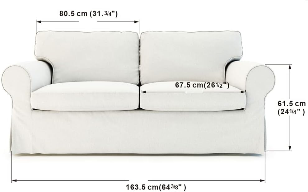 MASTERS OF COVERS Ektorp Loveseat (2 Seat) Sofa Cover for IKEA Two Seater Ektorp Slipcover (Titanium Grey-NOT fit Uppland Series Sofa
