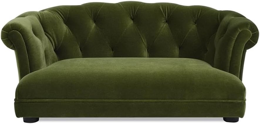 Jennifer Taylor Home Kiki 36.5' Chesterfield Medium Size Dog Sofa Bed, Olive Green Performance Velvet