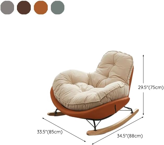 LITFAD Modern Upholstered Rocking Chair - Tufted Seat and Metal Legs Stylish Lounge Chair for Living Room, Bedroom - Green