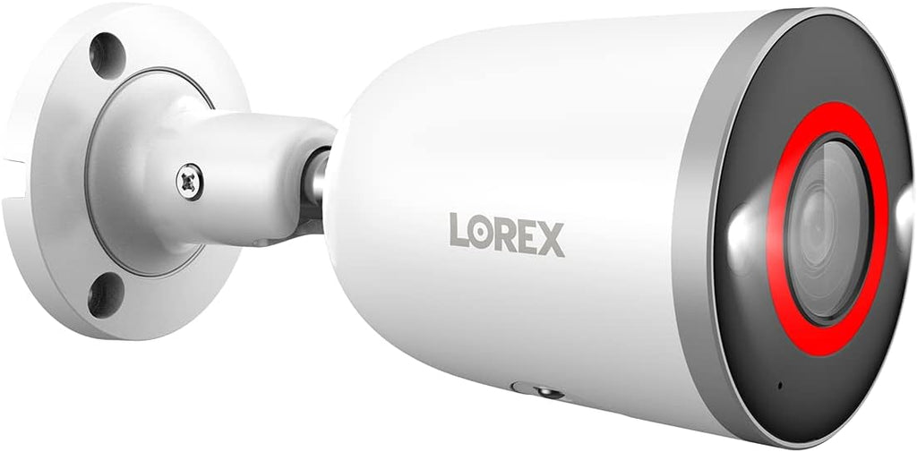 Lorex 4K Smart Security Lighting Deterrence Bullet AI PoE IP Wired Camera with Color Night Vision and Motion Activated LED Lights