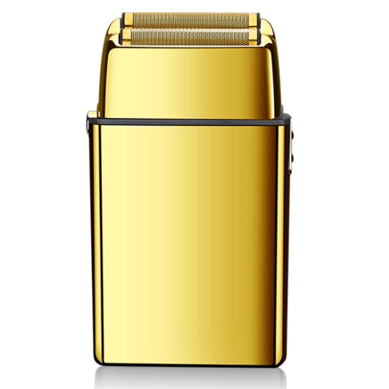 Men's Shaver, Cordless metal housing washable electric shaver hair beard shaving machine for men pro rechargeable electric razor stubble (Color : Gold)
