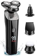 Electric Shaver for Men Rechargeable 4 in 1 Rotary Razors Beard Trimmer Face Shavers Waterproof Wet & Dry Cordless