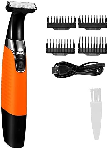 Electric Razors for Men, Electric Shaver for Men Rechargeable Beard Trimer Waterproof Razor Professional Hair Shaving Machine Grooming Women Shaver Blade (Color : Orange with Box)