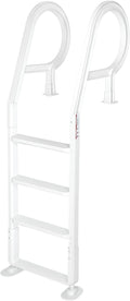 XtremepouwerUS Heavy Duty Deck Entry Ladder Anti Slip Plastic Step Pool Ladder for Adjustable 48-54 Inch Above Ground or In Ground Swimming Pools
