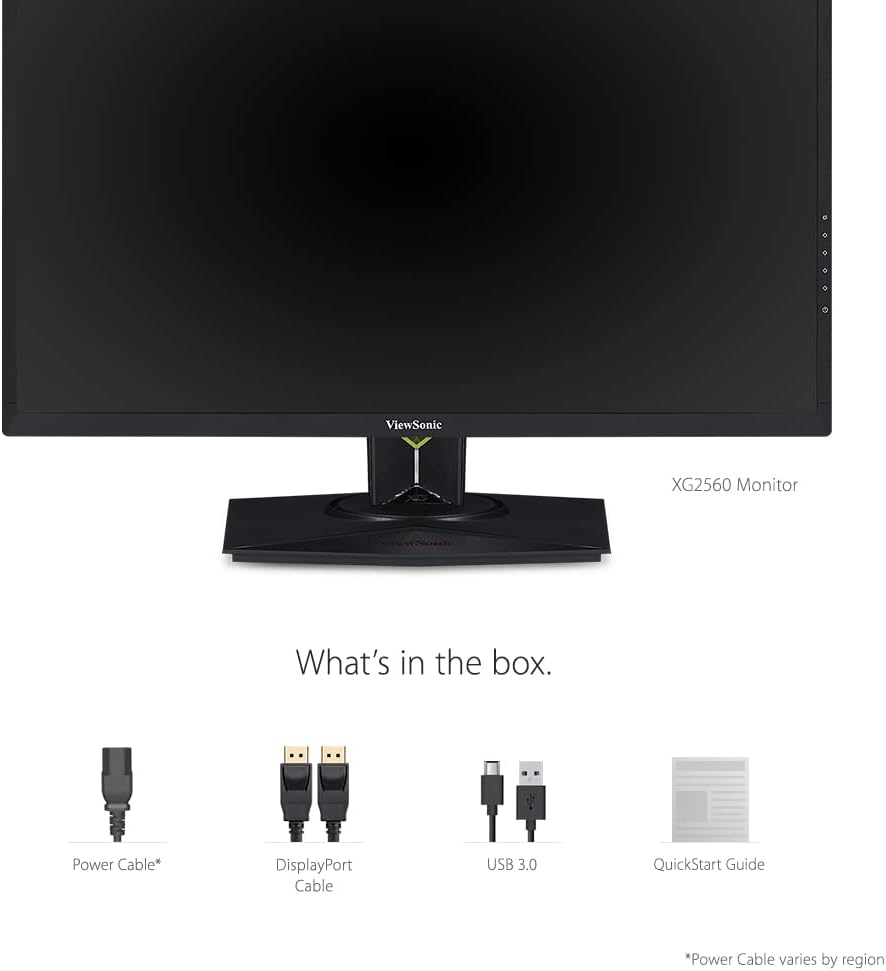 ViewSonic XG2560 25 Inch 1080p 240Hz 1ms Gsync Gaming Monitor with Eye Care Advanced Ergonomics HDMI and DP for Esports , Black