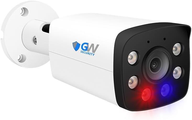 GW Security 8 Channel 4K NVR Fulltime Color Night Vision Security Camera System with 8 5MP 30FPS Real-Time IP Two-Way Audio Outdoor PoE Security Camera, Smart AI Face Recognition,Human & Car Detection
