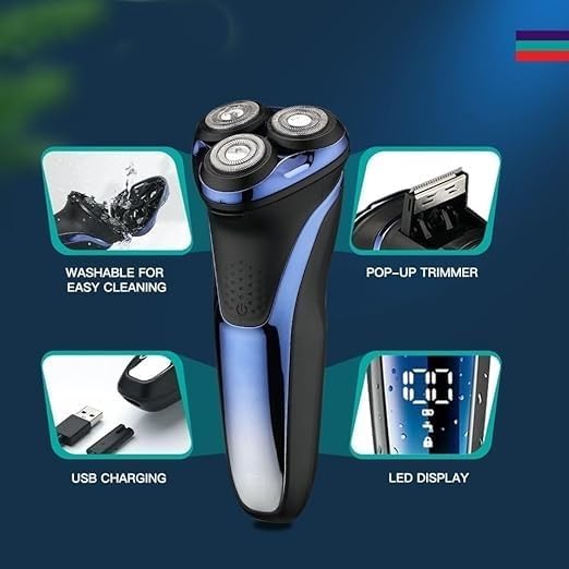 Electric Shavers for Bald Men, 3D Floating Head Rotary Electric Shaver for Men Waterproof Beard Electric Razor Face Shaving Machine Rechargeable