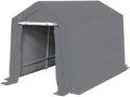 King Canopy Storage Shed 7-Ft by 12-Ft, 1.5-in Steel Frame, Enclosed w/roll-up Zipper Door, 185 GSM PE Cover, 6-Leg, Outdoor, Carport, Bicycle, Motorcycle, ATV, Gardening, Patio, Grey, G0712