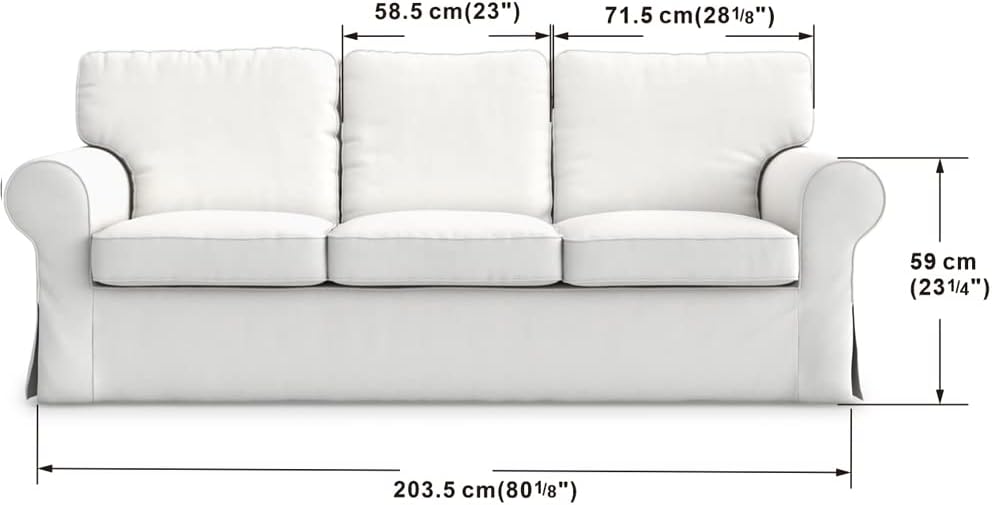 MASTERS OF COVERS Ektorp 3 Seat Sofa Cover Slipcover Replacement Made for The IKEA Ektorp 3 Seat Sofa Cover-(Cool White)-Does NOT fit Ektorp 3.5-seat Sofa NOT fit Uppland Series Sofa