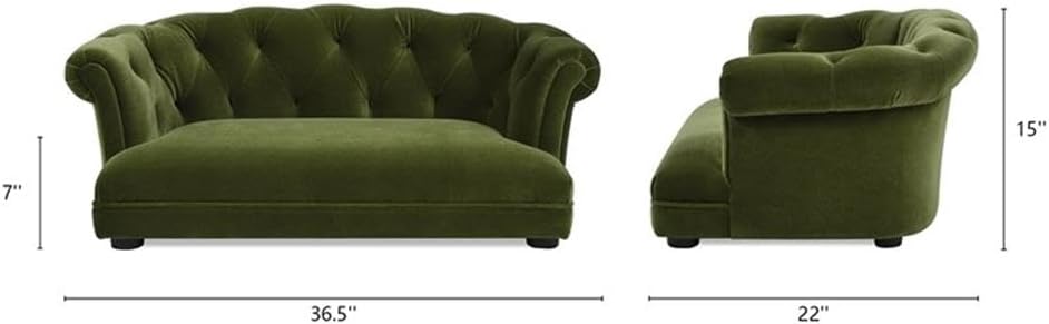 Jennifer Taylor Home Kiki 36.5' Chesterfield Medium Size Dog Sofa Bed, Olive Green Performance Velvet