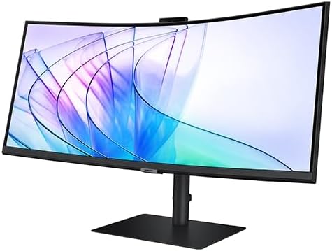 SAMSUNG 34' ViewFinity S65VC Series Ultrawide QHD Curved Monitor, Built-in FHD Camera, HDR10, 100Hz, 350 nit, USB- C, Adjustable Stand, Intelligent Eye Care, LS34C654VANXGO, Black