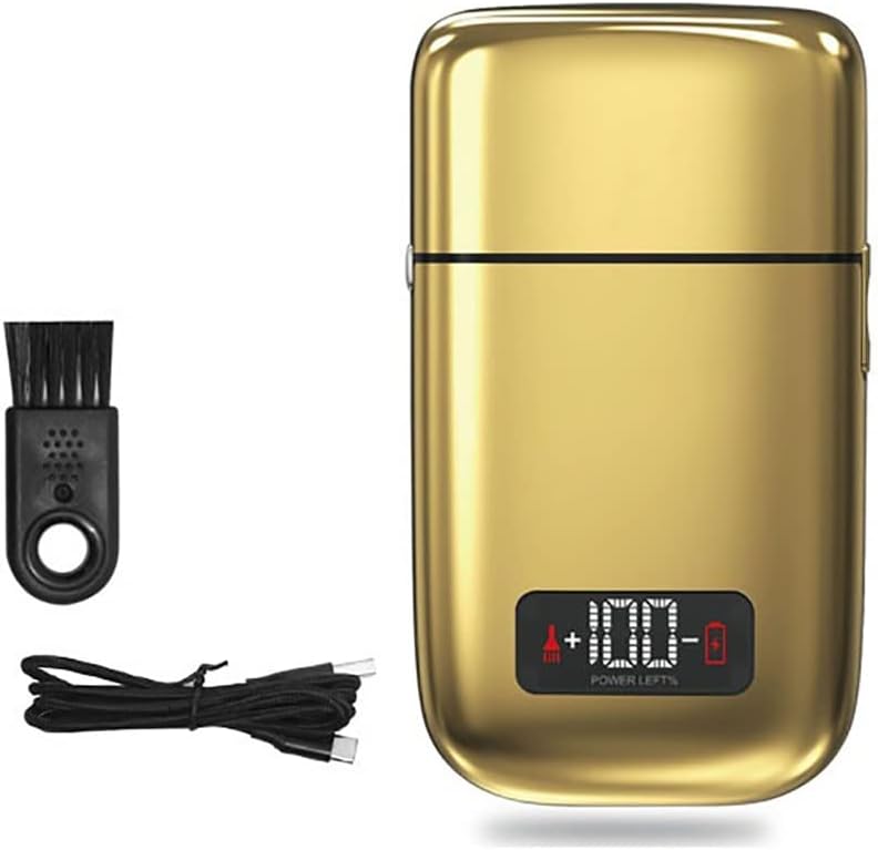 Electric Razors for Men, Pro Metal housing Hair Electric Shaver for Men Rechargeable Head Electric Razor Facial Beard Shaving Machine Tool for blads (Color : Gold)