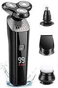 Electric Shaver for Men Rechargeable 4 in 1 Rotary Razors Beard Trimmer Face Shavers Waterproof Wet & Dry Cordless