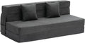 VEVOR Folding Sofa Bed, 3-in-1 Foldable Couch Bed with 2 Pillows and Washable Cover, 25D High Density Memory Foam Convertible Sleeper Chair Bed, Futon Couch for Living Room, Bedroom, Dark Grey(Queen)