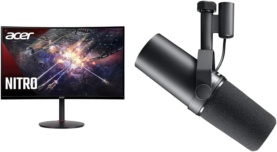Acer Nitro XZ270 Xbmiipx 27' 1500R Curved Full HD VA Zero-Frame Gaming Monitor with Adaptive Sync, 240Hz Refresh Rate and 1ms VRB, Black & Shure SM7B Dynamic Vocal Microphone