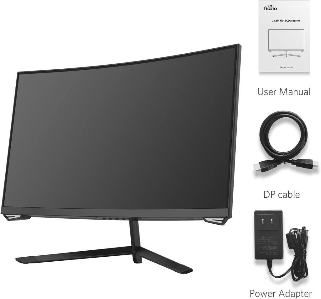 24'' 165Hz Refresh Rate Curved Monitor Full HD 1080P with HDMI Display Ports, VESA Compatible, Free-Tearing Eye Care Monitor for Home Office and Gaming (DP Cable Included)