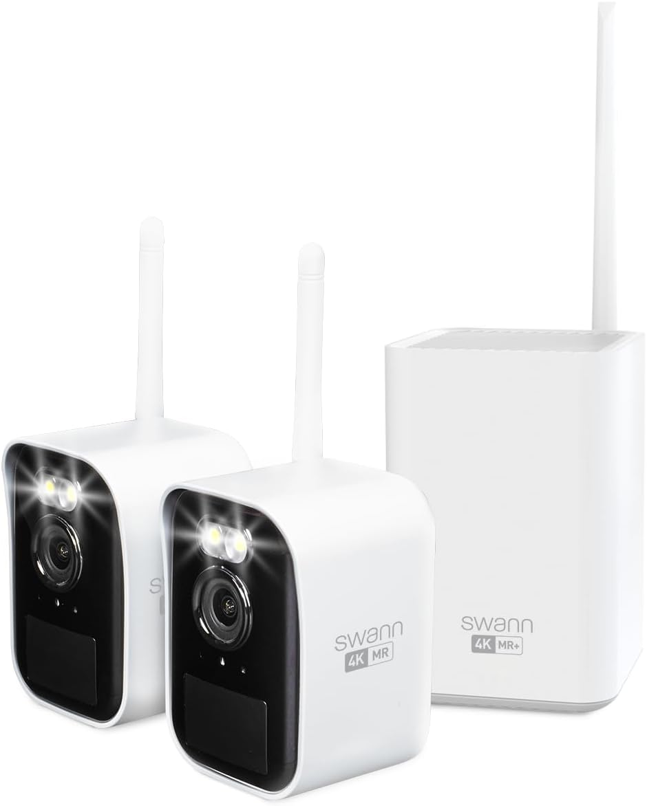 Swann MaxRanger Mini Kit 4K Wireless NVR Security System 2-Cam Kit,4K Camera Forever Charged Solar Panel,Wi-Fi Cameras Outdoor, Color Night Vision,True Detect,No Monthly Fee,Local Storage,MRMINISD2