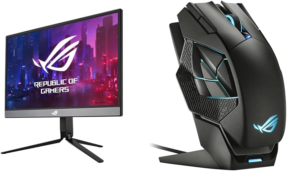 ASUS 17.3' 240Hz Portable Gaming Monitor, ROG Spatha X 19000 DPI Wireless Gaming Mouse with Magnetic Charging Stand Bundle