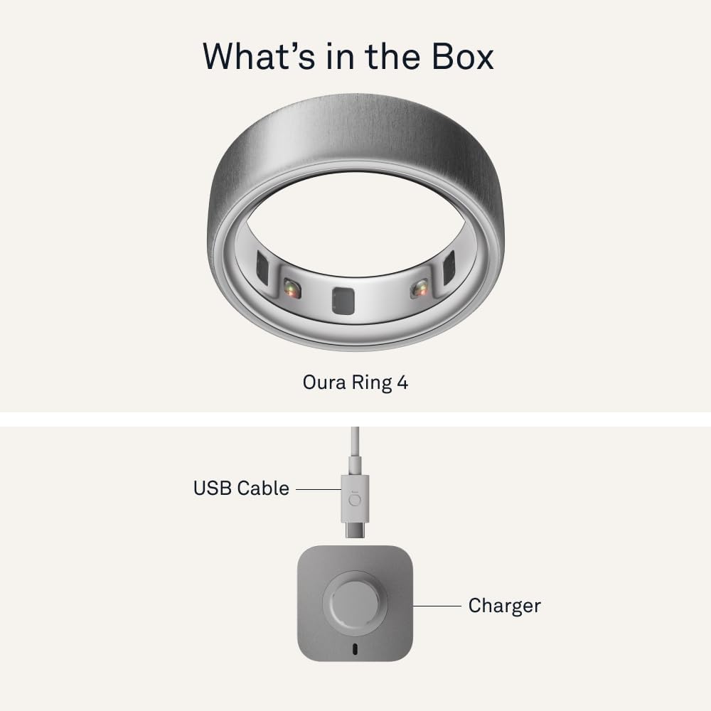 Oura Ring 4 - Brushed Silver - Size 12 - Sleep, Activity, Women's Health, AI Advisor, Up to 8 Days of Battery Life, Size Before You Buy, Android & iOS Compatible