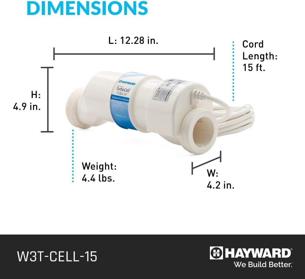 Hayward Salt Cell for Pool Chlorinator TurboCell W3T-CELL-15 Replacement for T-CELL-15, Salt Chlorine Generator for In-Ground Pools up to 40,000 Gallons