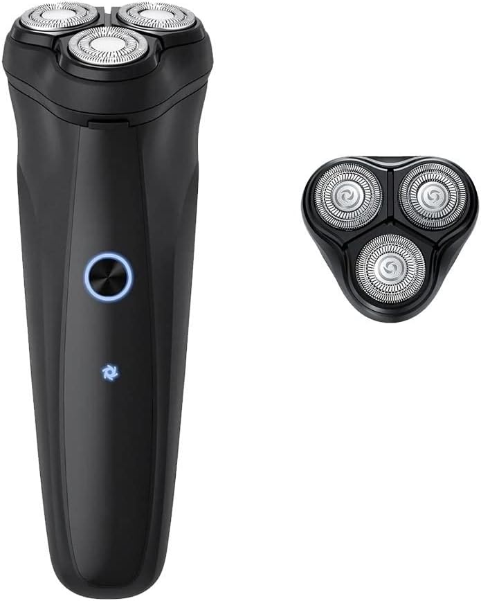 Head Shavers for Bald Men, Electric Shaver for Men Face Shaving Machine Floating Head USB Rechargeable Electric Razor High Power Beard Trimmer (Color : Black 1 Razor Head)