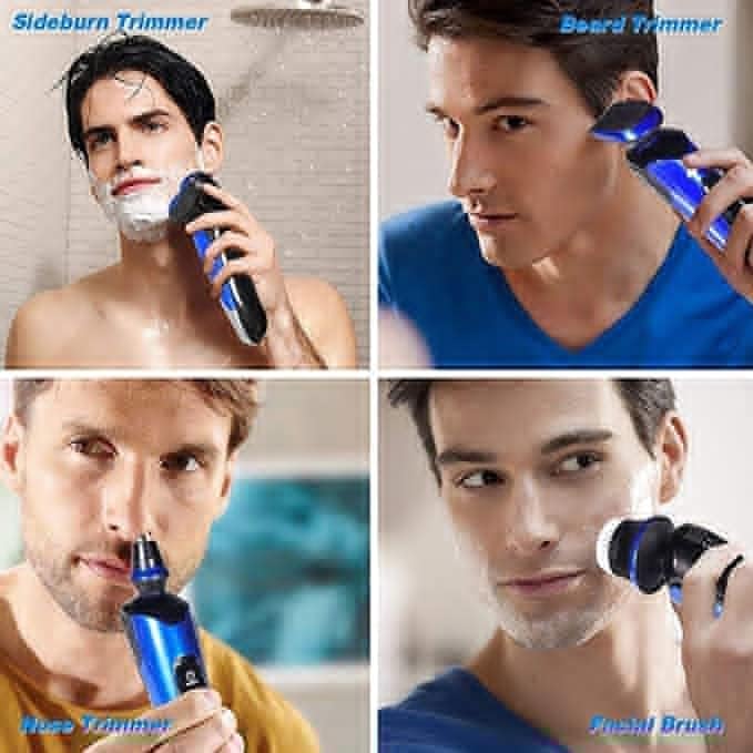 Electric Shaver for Men Rechargeable Rotary Razors Beard Trimmer Face Shavers 100% Waterproof Wet Easy to Operate and Store