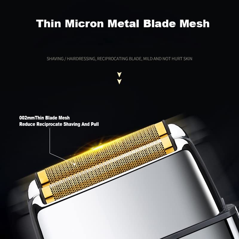 Men's Shaver, Cordless metal housing washable electric shaver hair beard shaving machine for men pro rechargeable electric razor stubble (Color : Silver)