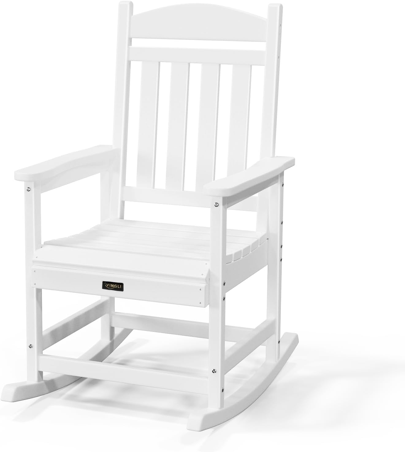 VINGLI 450 lbs Capacity HDPE Outdoor Rocking Chair - Durable, Weather-Resistant Patio Rocker for Garden, Lawn, and Deck, White