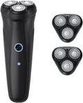 Head Shavers for Bald Men, Electric Shaver for Men Face Shaving Machine Floating Head USB Rechargeable Electric Razor High Power Beard Trimmer (Color : Black 2 Razor Heads)