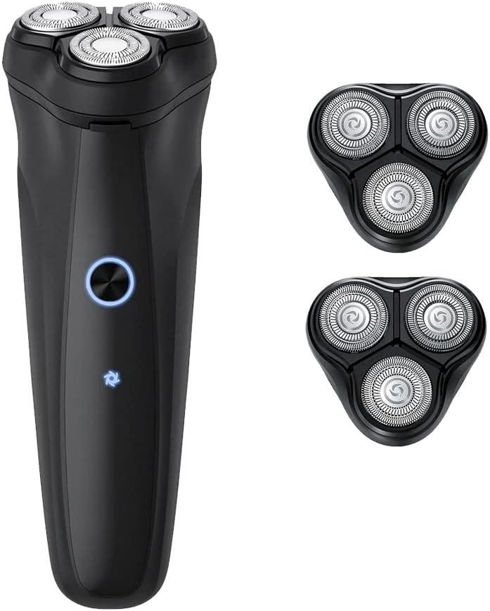 Head Shavers for Bald Men, Electric Shaver for Men Face Shaving Machine Floating Head USB Rechargeable Electric Razor High Power Beard Trimmer (Color : Black 2 Razor Heads)