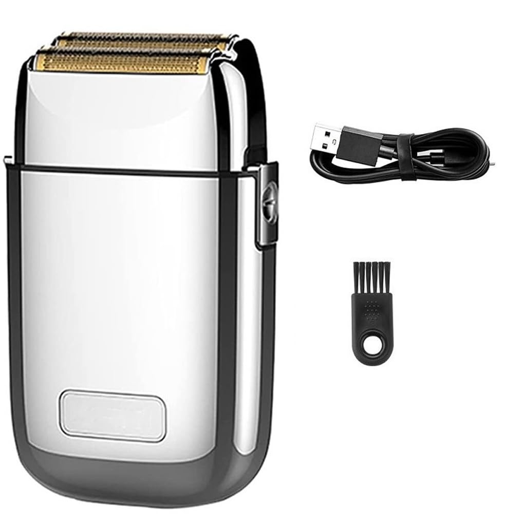 Men's Shaver, Full Metal Electric Shaver For Men Hair Beard Electric Razor Bald Head Shaving Machine Finishing Fades Rechargeable (Color : Silvery with box)