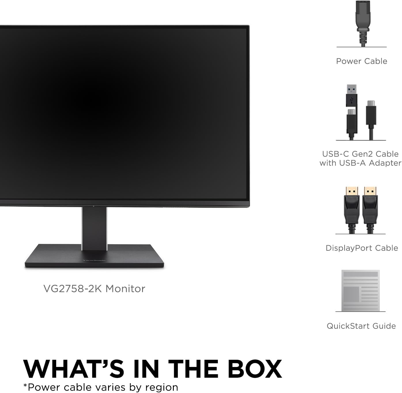ViewSonic VG2758-2K 27 Inch 1440p Docking Monitor, IPS Display with 100W USB-C for Smooth Home and Office Productivity, Full Ergonomic Adjustability, RJ45, HDMI, 5-Port USB Hub, and DisplayPort Inputs