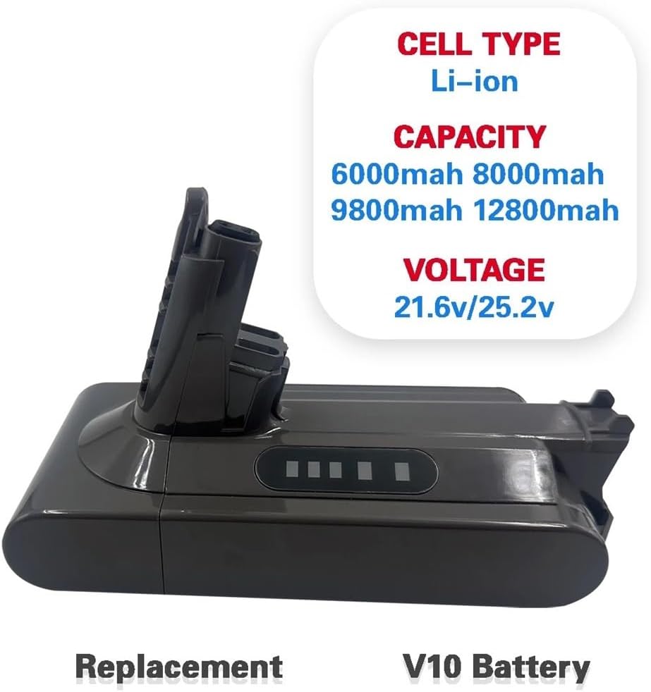 6000mah 8000mah 9800mah12800mah Compatible For Dyson v6 v7v8 v10 v11 Vacuum Cleaner Rechargeable Battery，(V11 12 8 1pcsCharger)