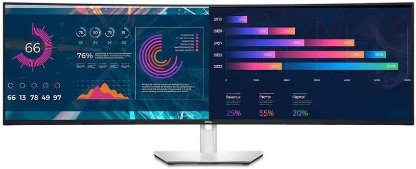 Dell UltraSharp U4924DW 49' Dual Quad HD (DQHD) Curved Screen Edge WLED LCD Monitor - 32:9,Black