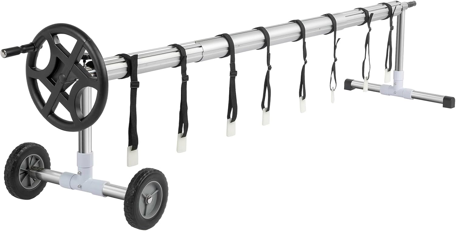VINGLI 18 Feet Solar Cover Reel Set for Inground Swimming Pool - Aluminum Blanket Reel (18ft)