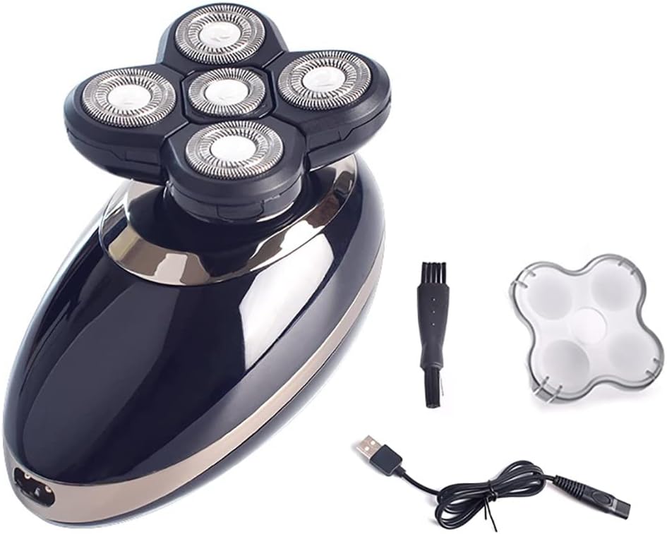 Head Shavers for Bald Men, Electric Shaver For Men Bald Head Polish Hair Clipper Trimmer Floating 5 Blade 4D Head Face Shaving Machine Rechargeable Razors (Color : P93099-B)