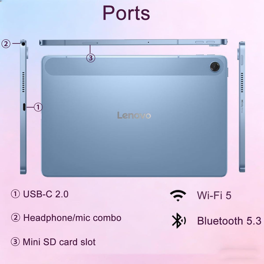 Lenovo Tab M10 10.1' Idea Android Tablet, 192GB Storage (128GB eMMC+64GB SD Card), FHD+ (1920x1200), 8-Core MediaTek, Ultra-Light Design for Kids, Student, Gaming, Long Battery Life, 8MP+5MP Camera