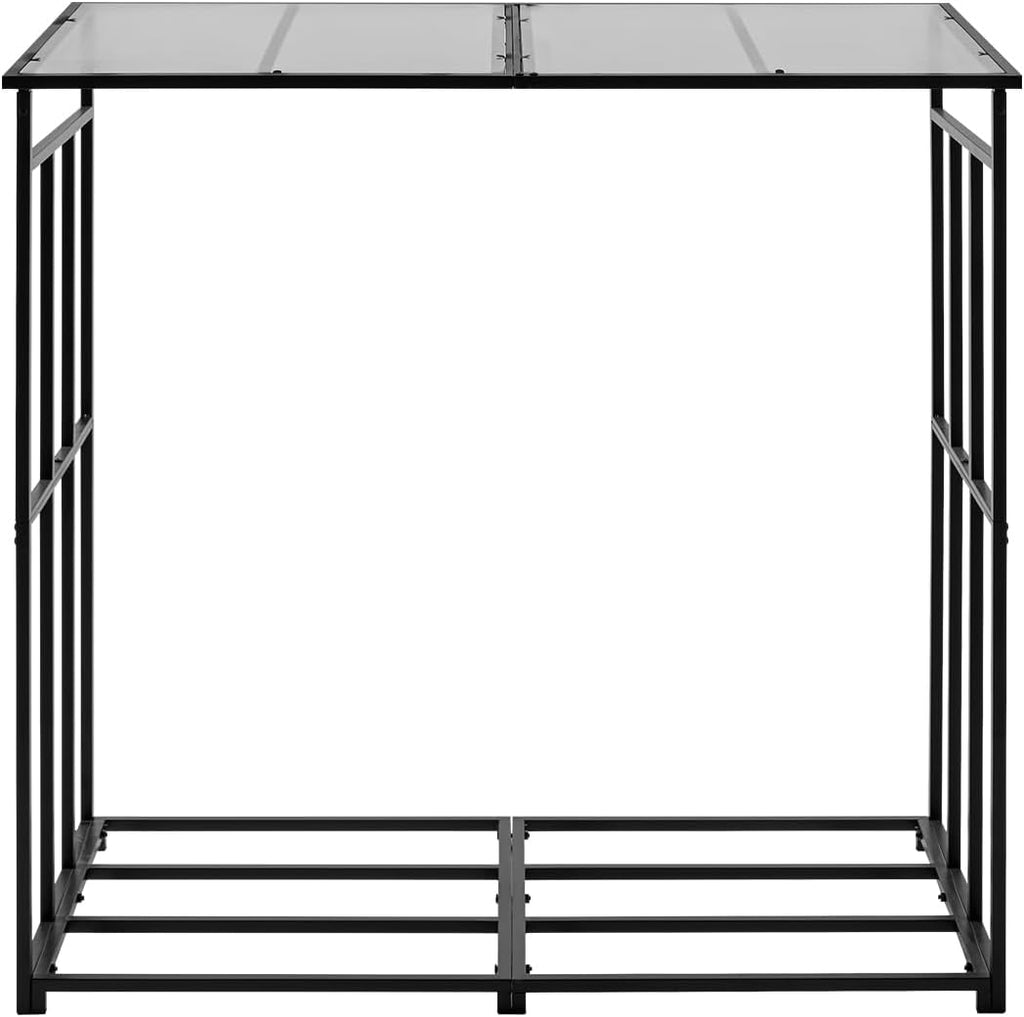 VEVOR Firewood Rack with Sloped Roof, 4 ft Outdoor Firewood Holder, 1/4 Cord Log Storage Shed, 660lb Max Weight Capacity, Powder-Coated Metal Wood Storage Rack for Fireplace Deck Backyard Garden