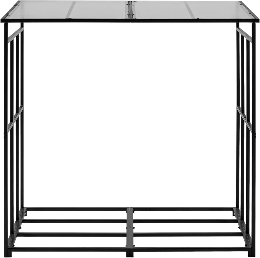 VEVOR Firewood Rack with Sloped Roof, 4 ft Outdoor Firewood Holder, 1/4 Cord Log Storage Shed, 660lb Max Weight Capacity, Powder-Coated Metal Wood Storage Rack for Fireplace Deck Backyard Garden