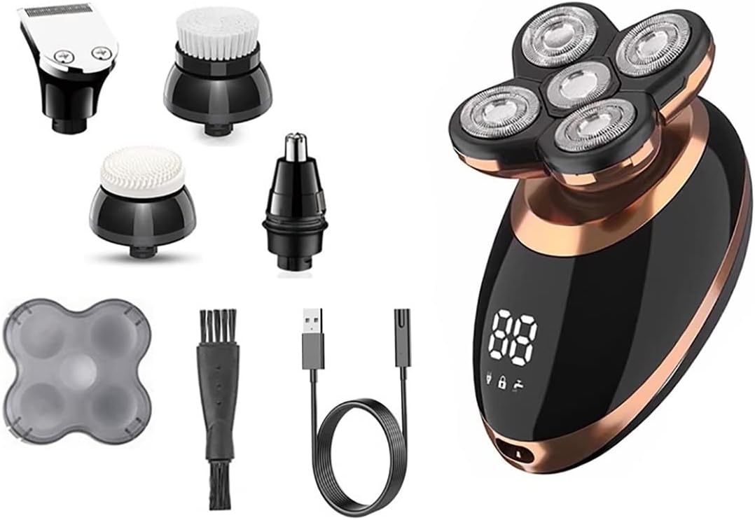 Electric Razor for Men, Waterproof facial body Men's rechargeable electric shaver hair cleaning beard electric razor bald shaving machine LCD display