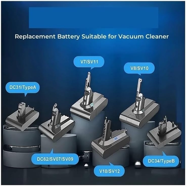 6000-8000mAh 21.6V Rechargeable Lithium Battery Compatible for Dyson V6, V7, V8 Series, SV07, SV09, SV10, DC58, DC31, DC34 Vacuum Cleaners(1 PCS V11 8000mAh)