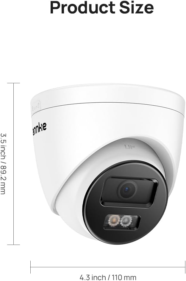 ANNKE C800 4Pcs Ultra HD 4K PoE Security Cameras with AI Human/Vehicle Detection, 8MP Turret IP Camera with Audio, Spotlight Color Night Vision, H.265+, IP67 Weatherproof, Support 512GB Micro SD