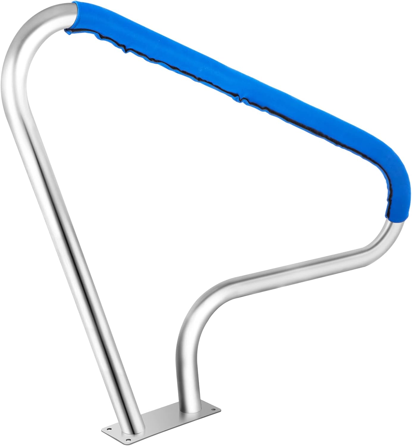 VEVOR Pool Rail 48x36 Pool Railing Brushed Stainless Steel 250LBS Load Capacity Silver Rustproof Pool Handrail Humanized Swimming Pool Handrail with Blue Grip Cover & M8 Drill Bit & Self-Taping Screws