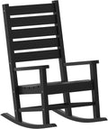 Flash Furniture Manchester Commercial Grade Outdoor Rocking Chair, All-Weather HDPE Indoor/Outdoor Rocker, Set of 2, Black