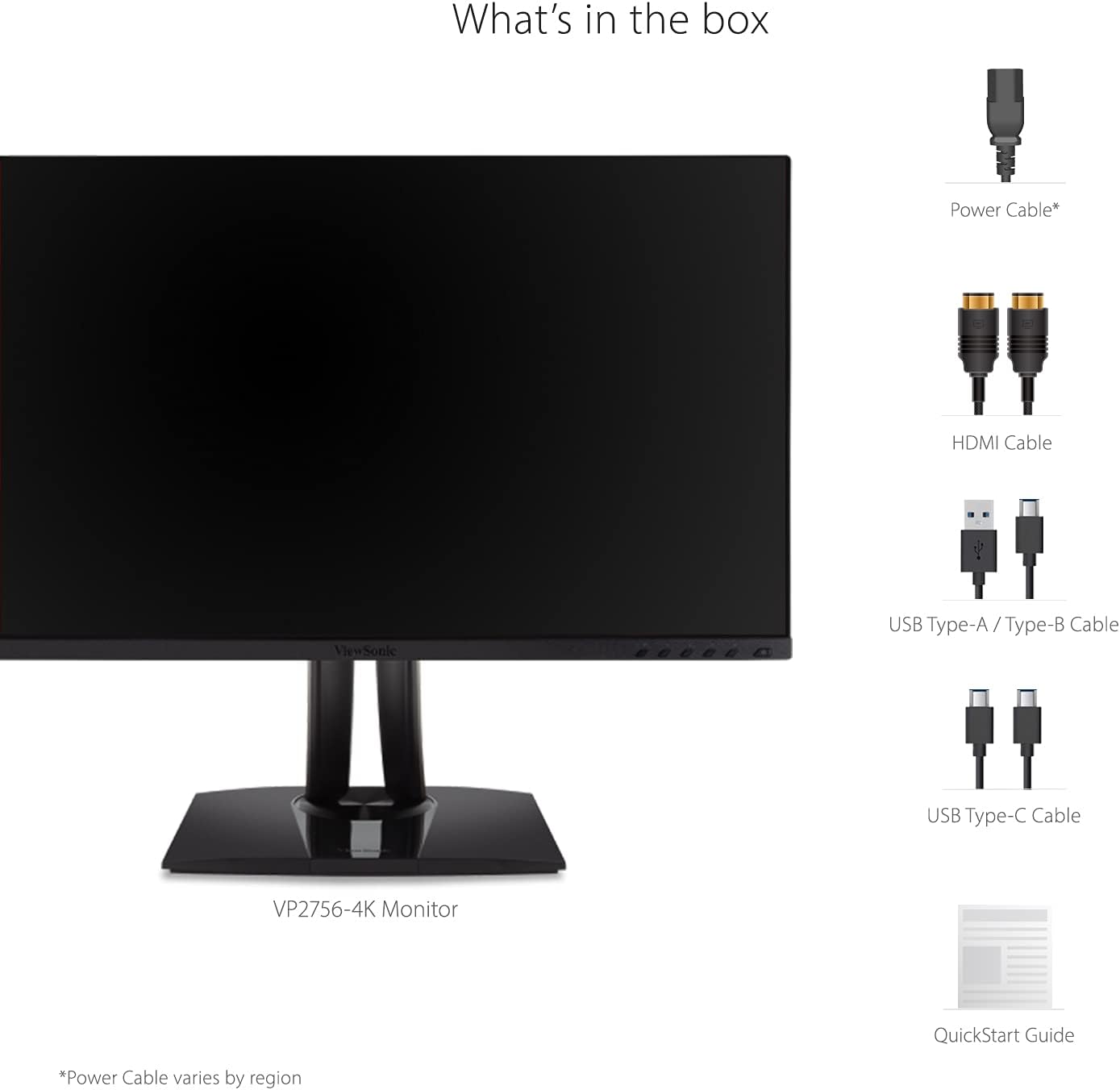ViewSonic VP2756-4K 27 Inch 4K ColorPro Monitor, IPS Display with 100% sRGB and Pantone Validated for Professional Photo Editing, Advanced Ergonomics, 60W USB-C, HDMI, and DisplayPort Inputs